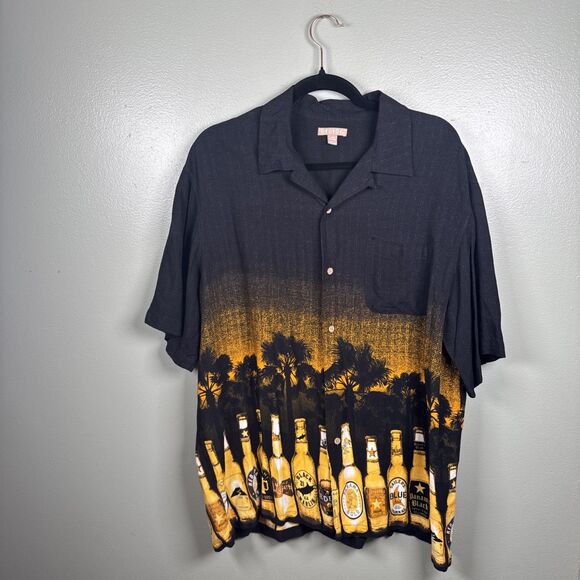 George Hawaiian Y2K Style Button Down Beer Shirt Men's Size‎ Large - Picture 1 of 10
